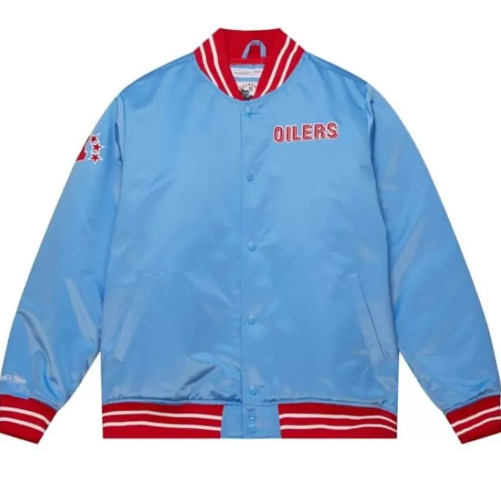 Apparel Mitchell & Ness Jackets & Outerwear-Heavyweight Satin Jacket Houston Oilers
