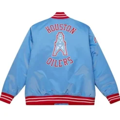 Apparel Mitchell & Ness Jackets & Outerwear-Heavyweight Satin Jacket Houston Oilers