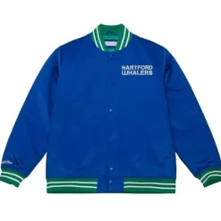Apparel Mitchell & Ness Jackets & Outerwear-Heavyweight Satin Jacket Hartford Whalers