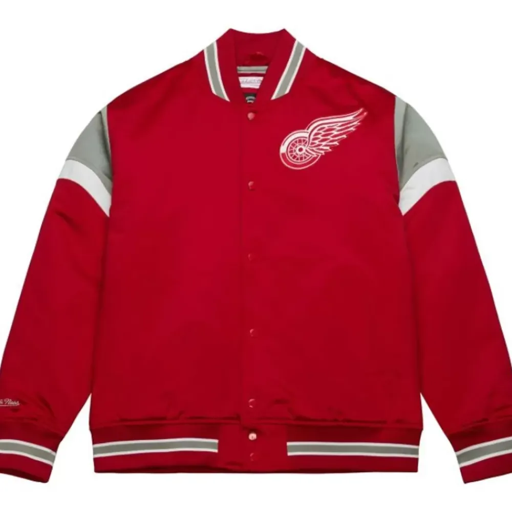Apparel Mitchell & Ness Jackets & Outerwear-Heavyweight Satin Jacket Detroit Red Wings