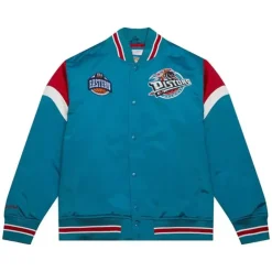Apparel Mitchell & Ness Jackets & Outerwear-Heavyweight Satin Jacket Detroit Pistons