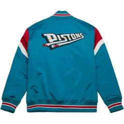 Apparel Mitchell & Ness Jackets & Outerwear-Heavyweight Satin Jacket Detroit Pistons