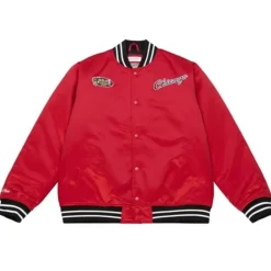 Apparel Mitchell & Ness Jackets & Outerwear-Heavyweight Satin Jacket Chicago Bulls