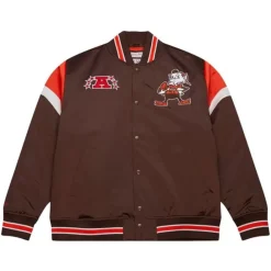 Apparel Mitchell & Ness Jackets & Outerwear-Heavyweight Satin Jacket Cleveland Browns