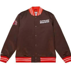 Apparel Mitchell & Ness Jackets & Outerwear-Heavyweight Satin Jacket Cleveland Browns