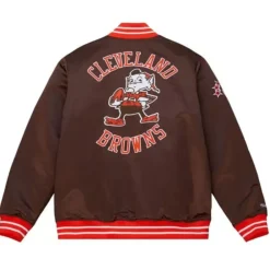 Apparel Mitchell & Ness Jackets & Outerwear-Heavyweight Satin Jacket Cleveland Browns