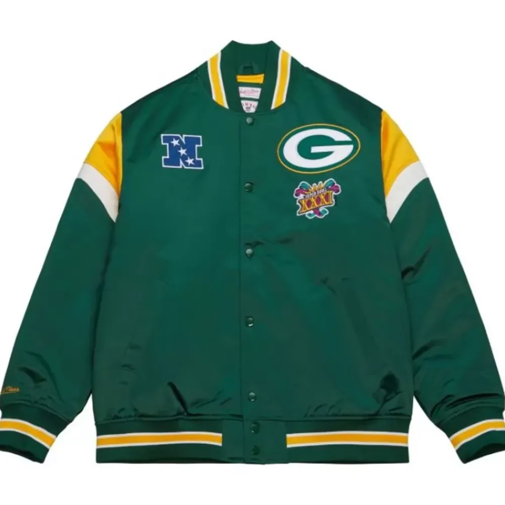 Apparel Mitchell & Ness Jackets & Outerwear-Heavyweight Satin Jacket Green Bay Packers