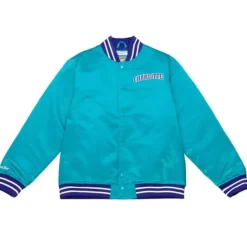 Apparel Mitchell & Ness Jackets & Outerwear-Heavyweight Satin Jacket Charlotte Hornets
