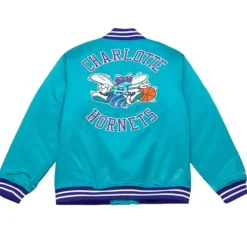 Apparel Mitchell & Ness Jackets & Outerwear-Heavyweight Satin Jacket Charlotte Hornets