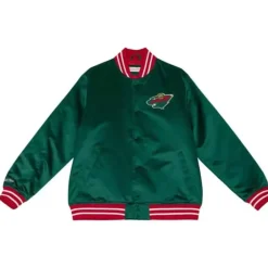 Apparel Mitchell & Ness Jackets & Outerwear-Heavyweight Satin Jacket Minnesota Wild