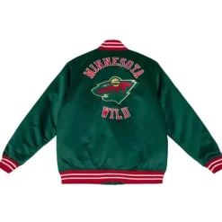 Apparel Mitchell & Ness Jackets & Outerwear-Heavyweight Satin Jacket Minnesota Wild