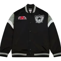Apparel Mitchell & Ness Jackets & Outerwear-Heavyweight Satin Jacket Oakland Raiders