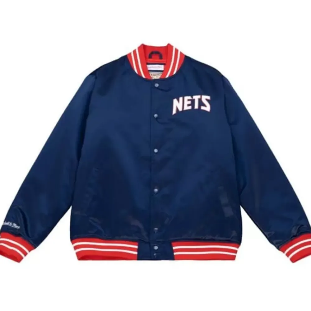 Apparel Mitchell & Ness Jackets & Outerwear-Heavyweight Satin Jacket New Jersey Nets