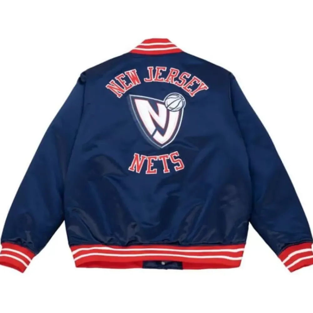 Apparel Mitchell & Ness Jackets & Outerwear-Heavyweight Satin Jacket New Jersey Nets