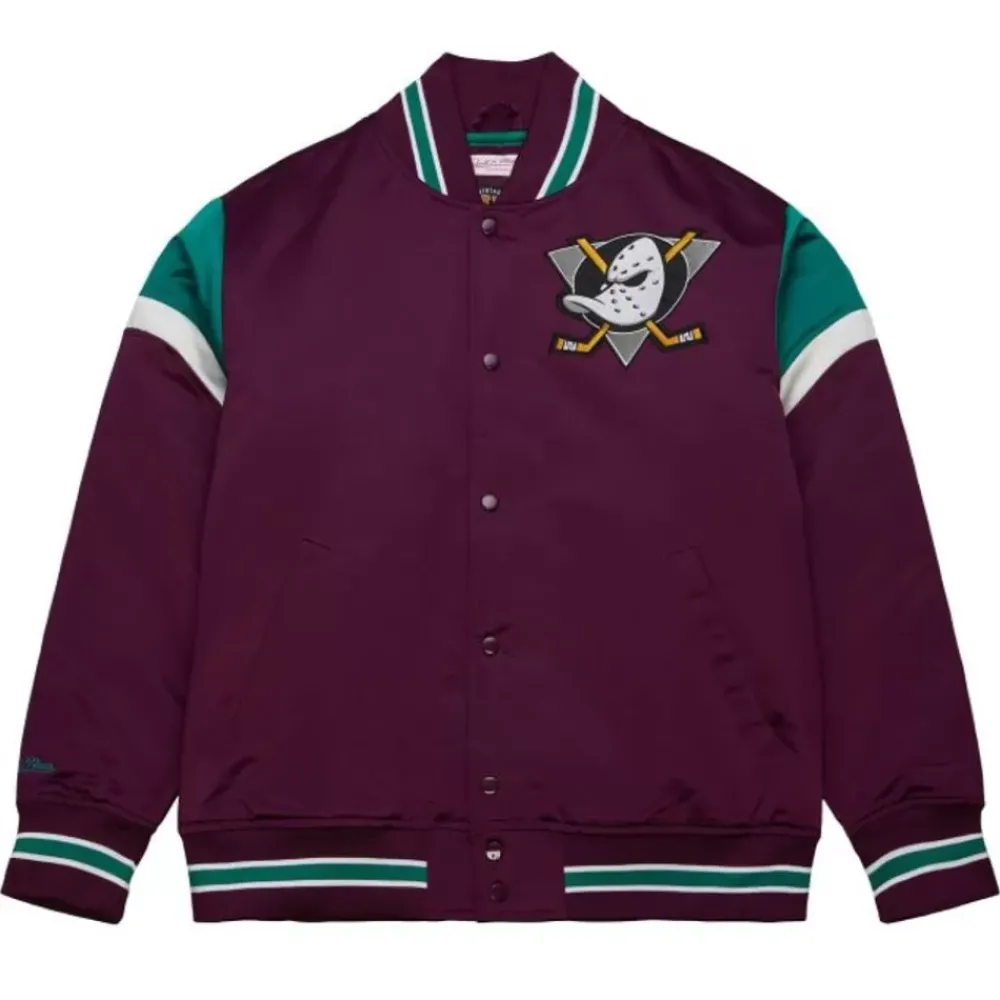Apparel Mitchell & Ness Jackets & Outerwear-Heavyweight Satin Jacket Anaheim Ducks