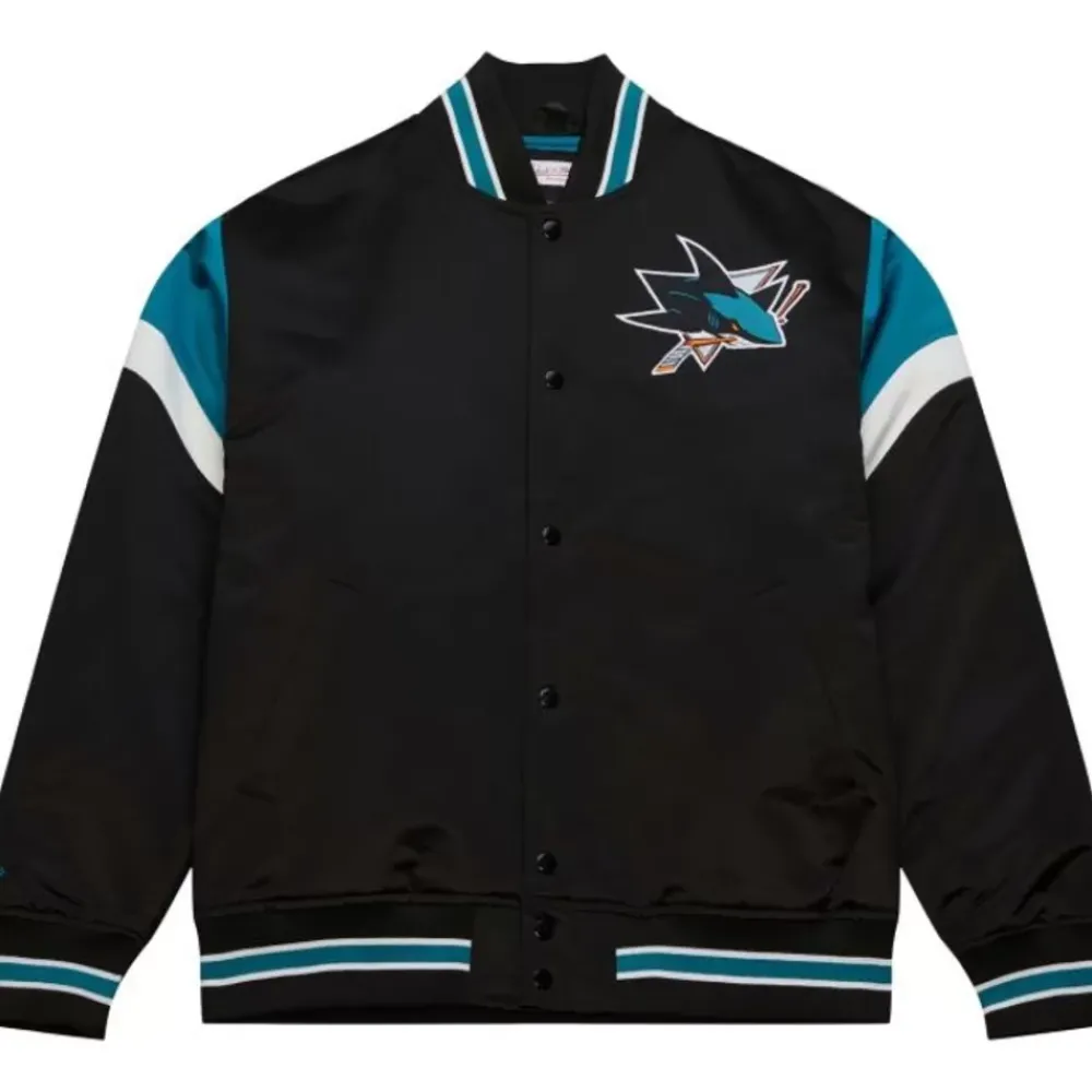 Apparel Mitchell & Ness Jackets & Outerwear-Heavyweight Satin Jacket San Jose Sharks