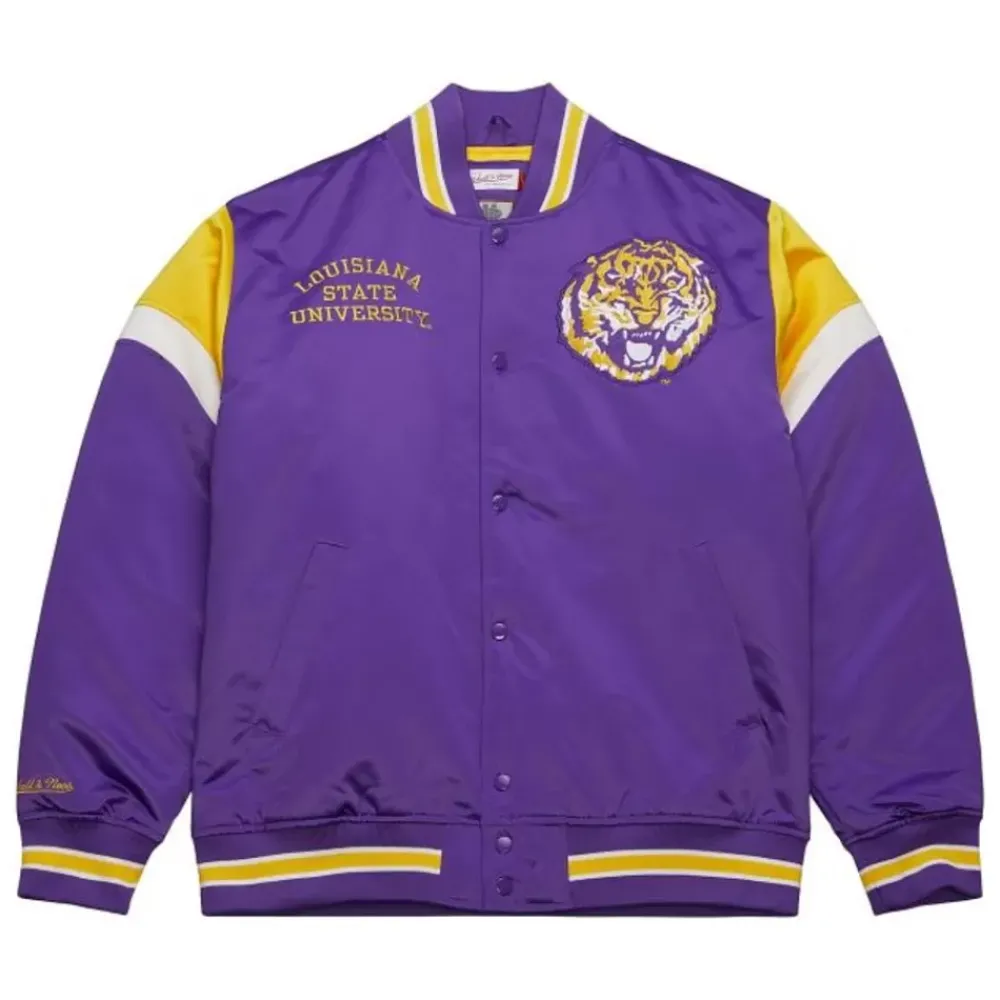 Apparel Mitchell & Ness Jackets & Outerwear-Heavyweight Satin Jacket Louisiana State University
