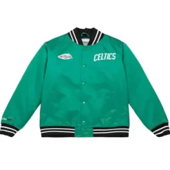 Apparel Mitchell & Ness Jackets & Outerwear-Heavyweight Satin Jacket Boston Celtics