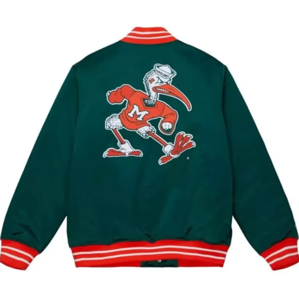 Apparel Mitchell & Ness Jackets & Outerwear-Heavyweight Satin Jacket University Of Miami