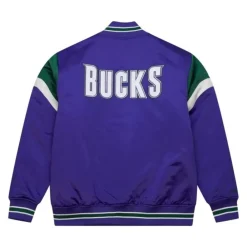 Apparel Mitchell & Ness Jackets & Outerwear-Heavyweight Satin Jacket Milwaukee Bucks