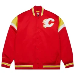 Apparel Mitchell & Ness Jackets & Outerwear-Heavyweight Satin Jacket Calgary Flames