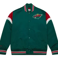 Apparel Mitchell & Ness Jackets & Outerwear-Heavyweight Satin Jacket Minnesota Wild