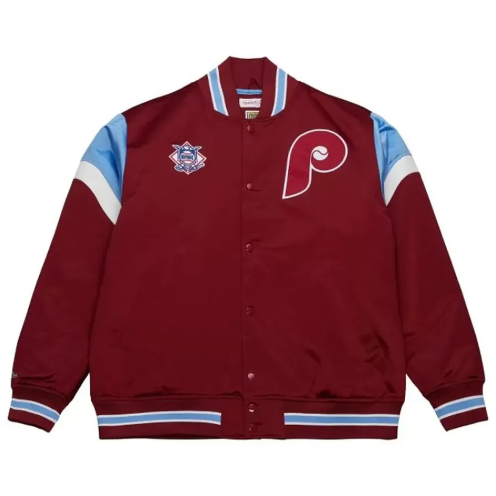 Apparel Mitchell & Ness Jackets & Outerwear-Heavyweight Satin Jacket Philadelphia Phillies