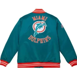Apparel Mitchell & Ness Jackets & Outerwear-Heavyweight Satin Jacket Miami Dolphins
