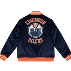 Apparel Mitchell & Ness Jackets & Outerwear-Heavyweight Satin Jacket Update Edmonton Oilers