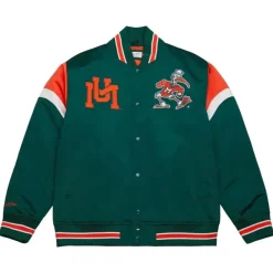 Apparel Mitchell & Ness Jackets & Outerwear-Heavyweight Satin Jacket University Of Miami