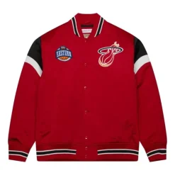Apparel Mitchell & Ness Jackets & Outerwear-Heavyweight Satin Jacket Miami Heat