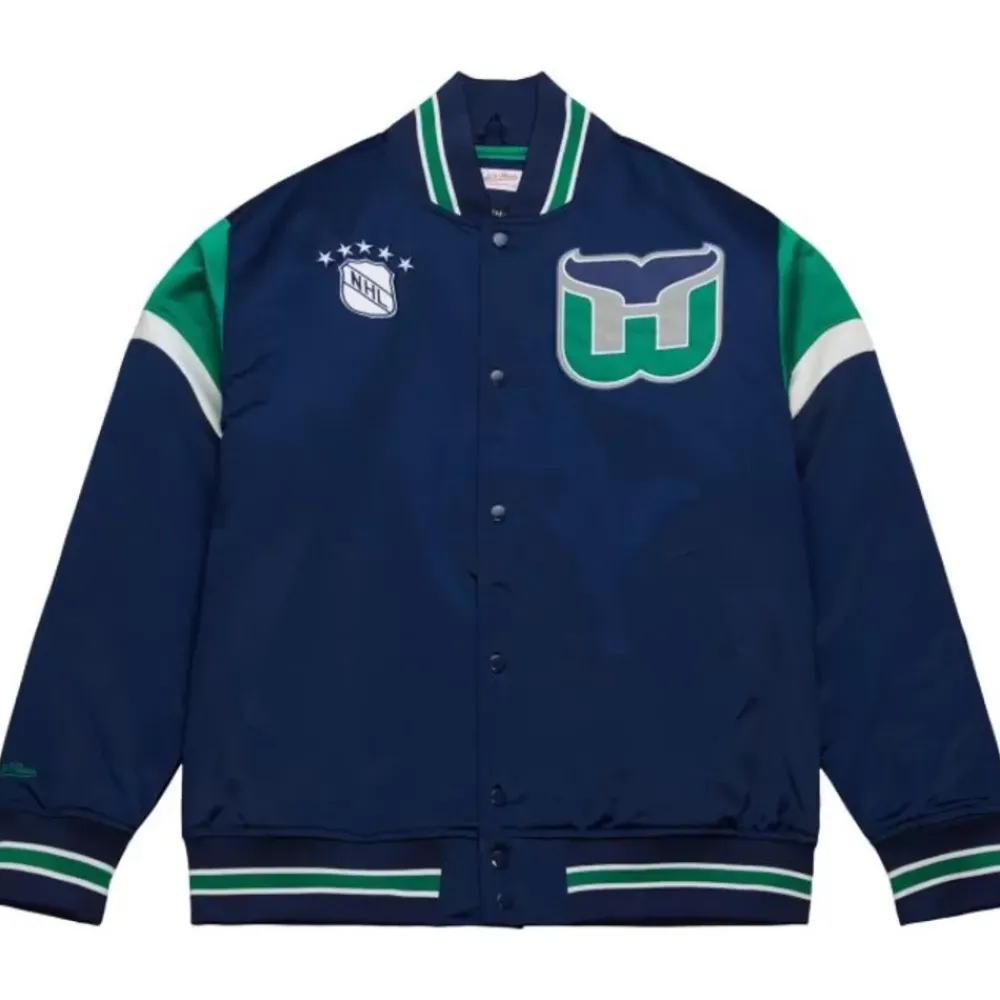 Apparel Mitchell & Ness Jackets & Outerwear-Heavyweight Satin Jacket Hartford Whalers