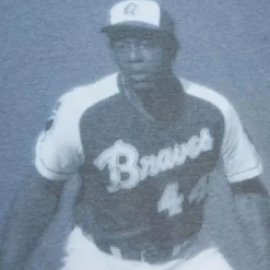 Apparel Mitchell & Ness T-Shirts & Tops-Highlight Sublimated Player Tee Atlanta Braves Hank Aaron