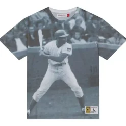 Apparel Mitchell & Ness T-Shirts & Tops-Highlight Sublimated Player Tee Chicago Cubs Ernie Banks