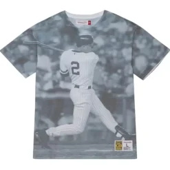 Apparel Mitchell & Ness T-Shirts & Tops-Highlight Sublimated Player Tee New York Yankees Derek Jeter