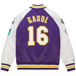 Apparel Mitchell & Ness Jackets & Outerwear-Hof N&N Satin Jacket Los Angeles Lakers Pau Gasol