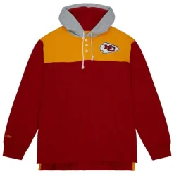 Apparel Mitchell & Ness Hoodies & Sweatshirts-Hooded Rugby Polo Kansas City Chiefs