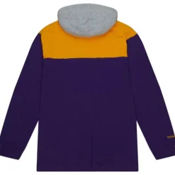Apparel Mitchell & Ness T-Shirts & Tops-Hooded Rugby Polo Los Angeles Lakers