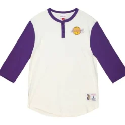 Apparel Mitchell & Ness T-Shirts & Tops-Icon Henley Los Angeles Lakers