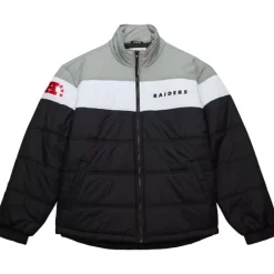 Apparel Mitchell & Ness Jackets & Outerwear-In The Clutch Puffer Jacket Vintage Logo Oakland Raiders