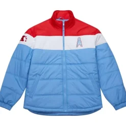 Apparel Mitchell & Ness Jackets & Outerwear-In The Clutch Puffer Jacket Vintage Logo Houston Oilers