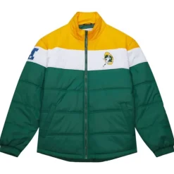 Apparel Mitchell & Ness Jackets & Outerwear-In The Clutch Puffer Jacket Vintage Logo Green Bay Packers