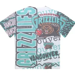 Apparel Mitchell & Ness T-Shirts & Tops-Jumbotron 2.0 Sublimated Ss Tee Vancouver Grizzlies