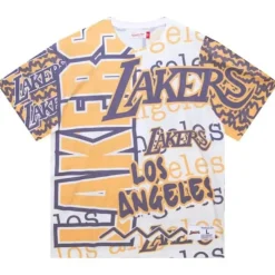 Apparel Mitchell & Ness T-Shirts & Tops-Jumbotron 2.0 Sublimated Ss Tee Los Angeles Lakers