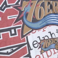 Apparel Mitchell & Ness T-Shirts & Tops-Jumbotron 2.0 Sublimated Ss Tee Philadelphia 76Ers