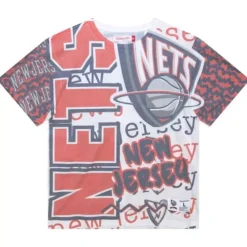 Apparel Mitchell & Ness T-Shirts & Tops-Jumbotron 2.0 Sublimated Ss Tee New Jersey Nets