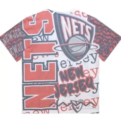 Apparel Mitchell & Ness T-Shirts & Tops-Jumbotron 2.0 Sublimated Ss Tee New Jersey Nets