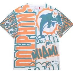 Apparel Mitchell & Ness T-Shirts & Tops-Jumbotron 2.0 Sublimated Ss Tee Miami Dolphins
