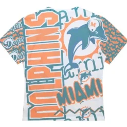 Apparel Mitchell & Ness T-Shirts & Tops-Jumbotron 2.0 Sublimated Ss Tee Miami Dolphins