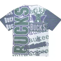 Apparel Mitchell & Ness T-Shirts & Tops-Jumbotron 2.0 Sublimated Ss Tee Milwaukee Bucks